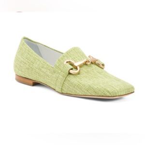 New Made in Italy Leather Calista Dress Flats Gold Horsebit Detail